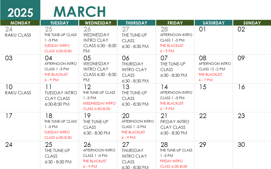 March SC Schedule